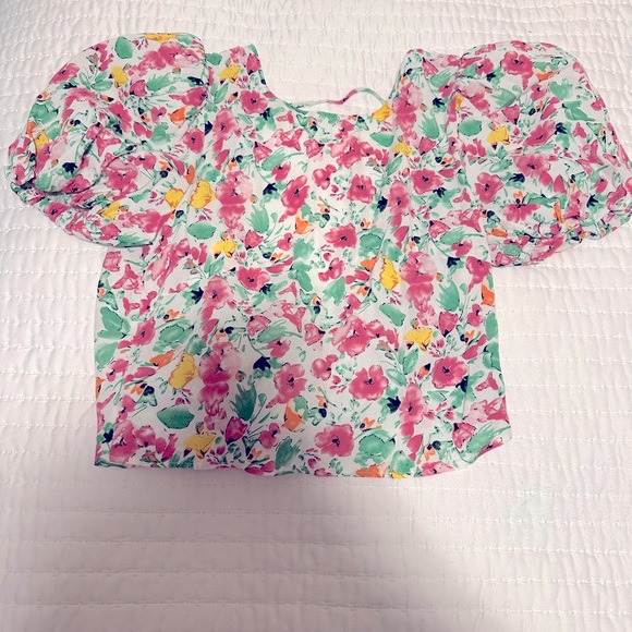 Astr the label FLORAL BUBBLE SLEEVE TIE BACK TOP,Size S - Picture 3 of 6